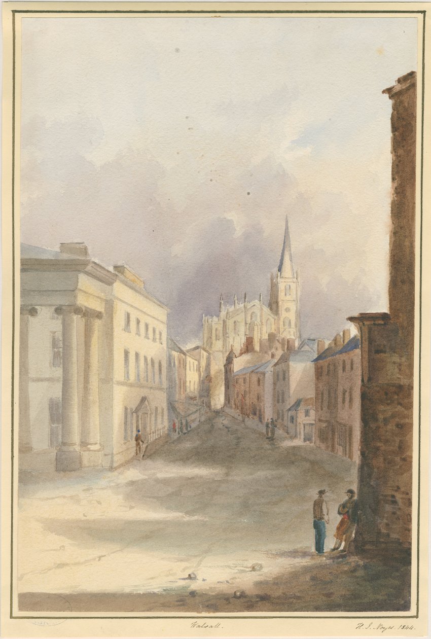 Walsall Stad en Kerk, 1844 door Henry James Noyes