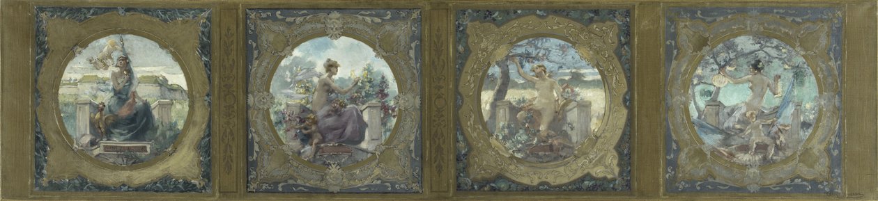 Schets voor de Galerie Lobau in het Hôtel de Ville in Parijs: De liederen: Patriottische liederen, in 1890 door Henry Jean Louis Boureau