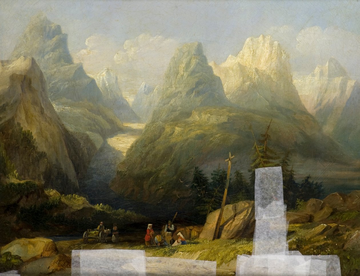 Een uitzicht op de Alpen door Henry John (attr. to) Boddington