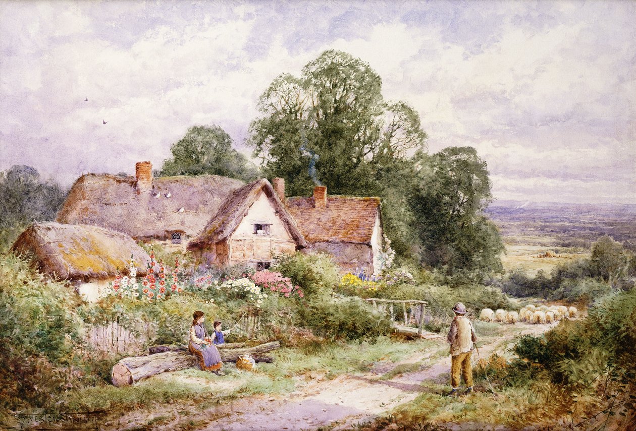 Een schapenpad bij Woburn, Bedfordshire door Henry John Sylvester Stannard