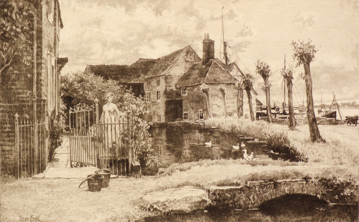 Zonder Titel [Dorpsscène] door Henry John Yeend King