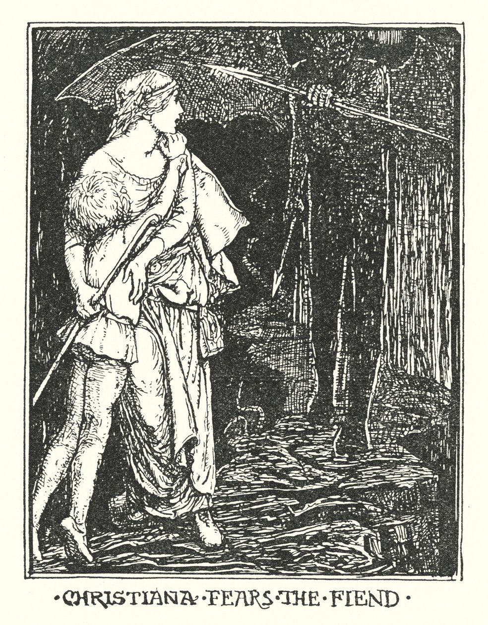 Illustratie voor De Pelgrimstocht door John Bunyan (litho) door Henry Justice Ford