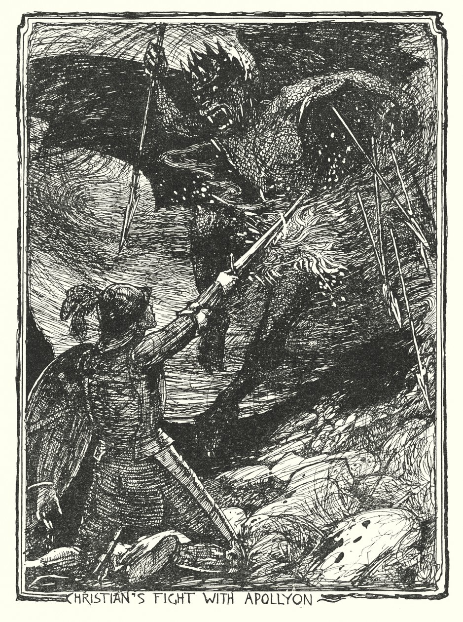 Illustratie voor De Pelgrimstocht door John Bunyan (litho) door Henry Justice Ford