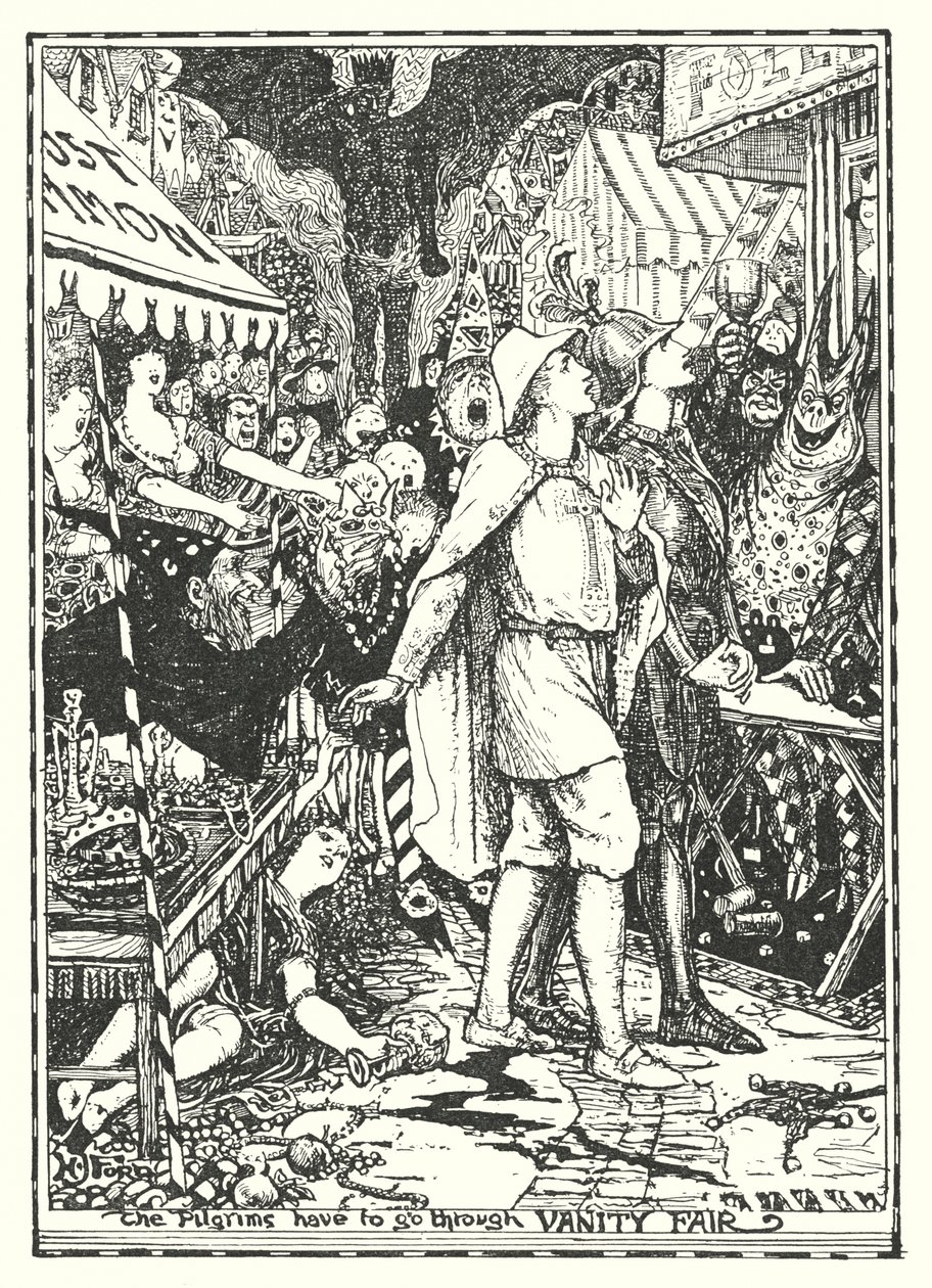 Illustratie voor De Pelgrimstocht door John Bunyan (litho) door Henry Justice Ford