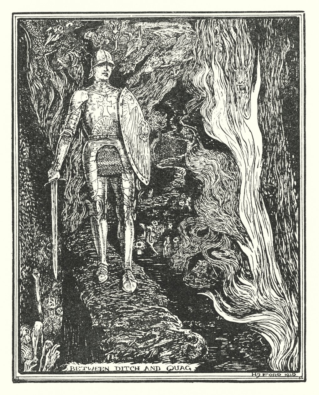 Illustratie voor De Pelgrimstocht door John Bunyan (litho) door Henry Justice Ford
