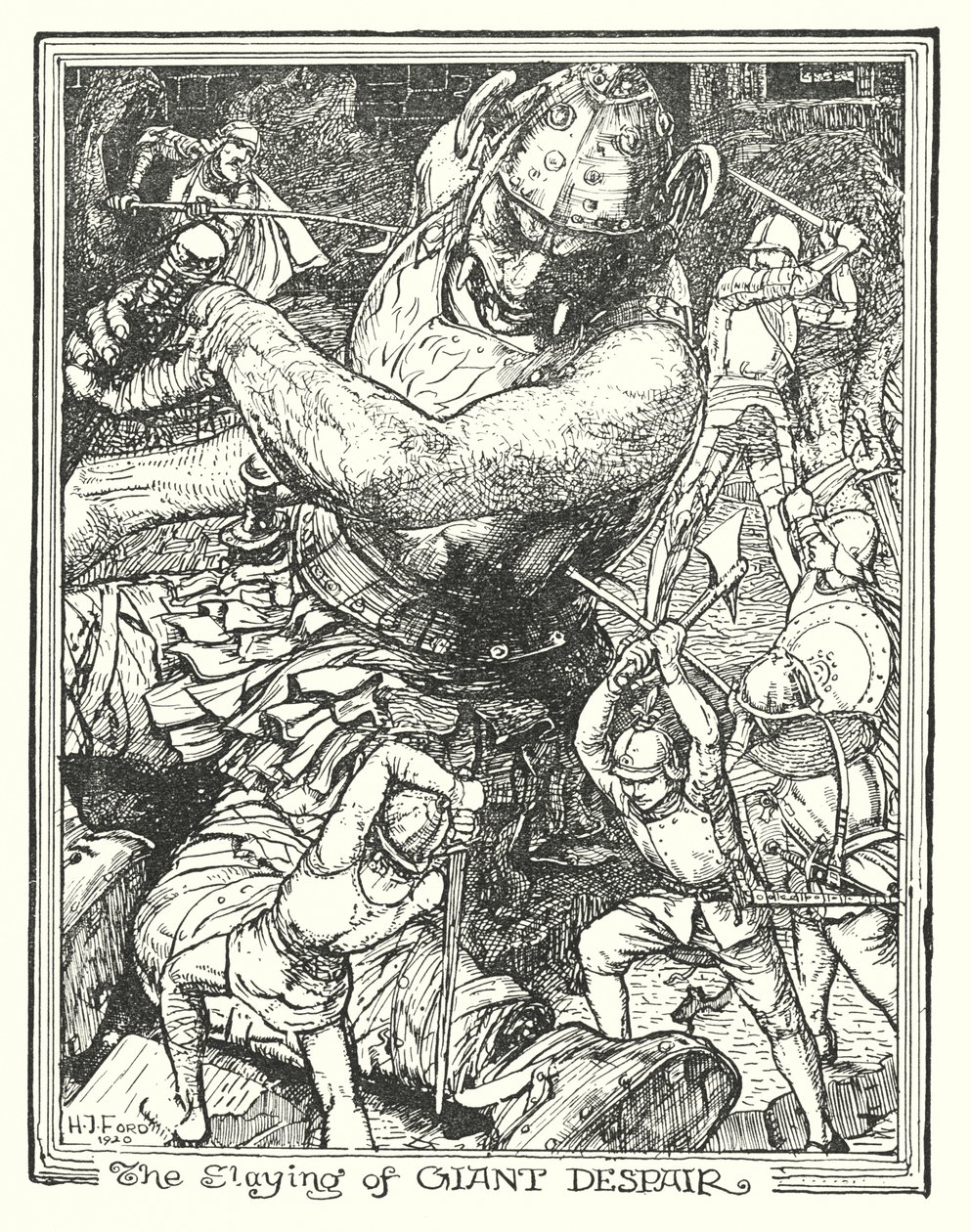 Illustratie voor De Pelgrimstocht door John Bunyan (litho) door Henry Justice Ford
