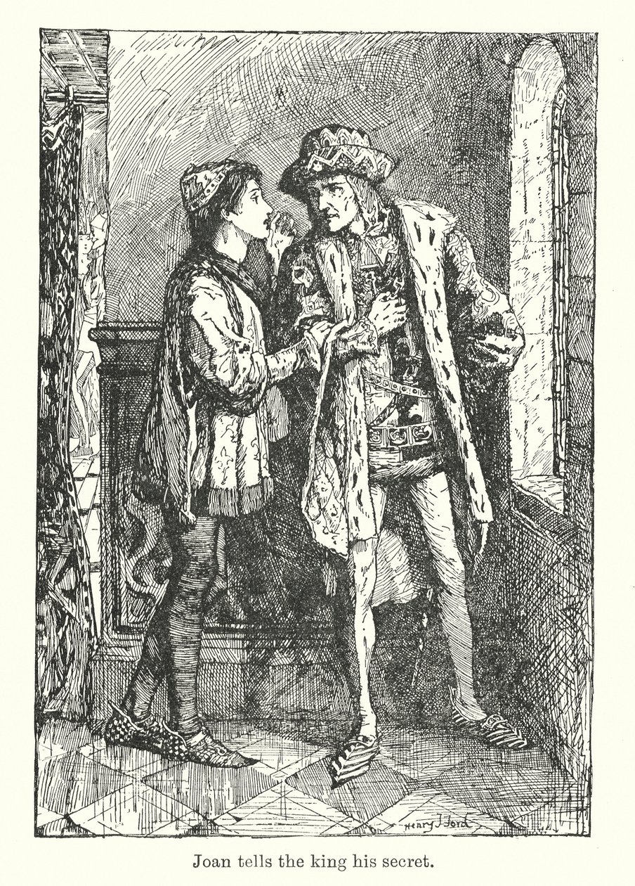Jeanne vertelt de koning zijn geheim (litho) door Henry Justice Ford