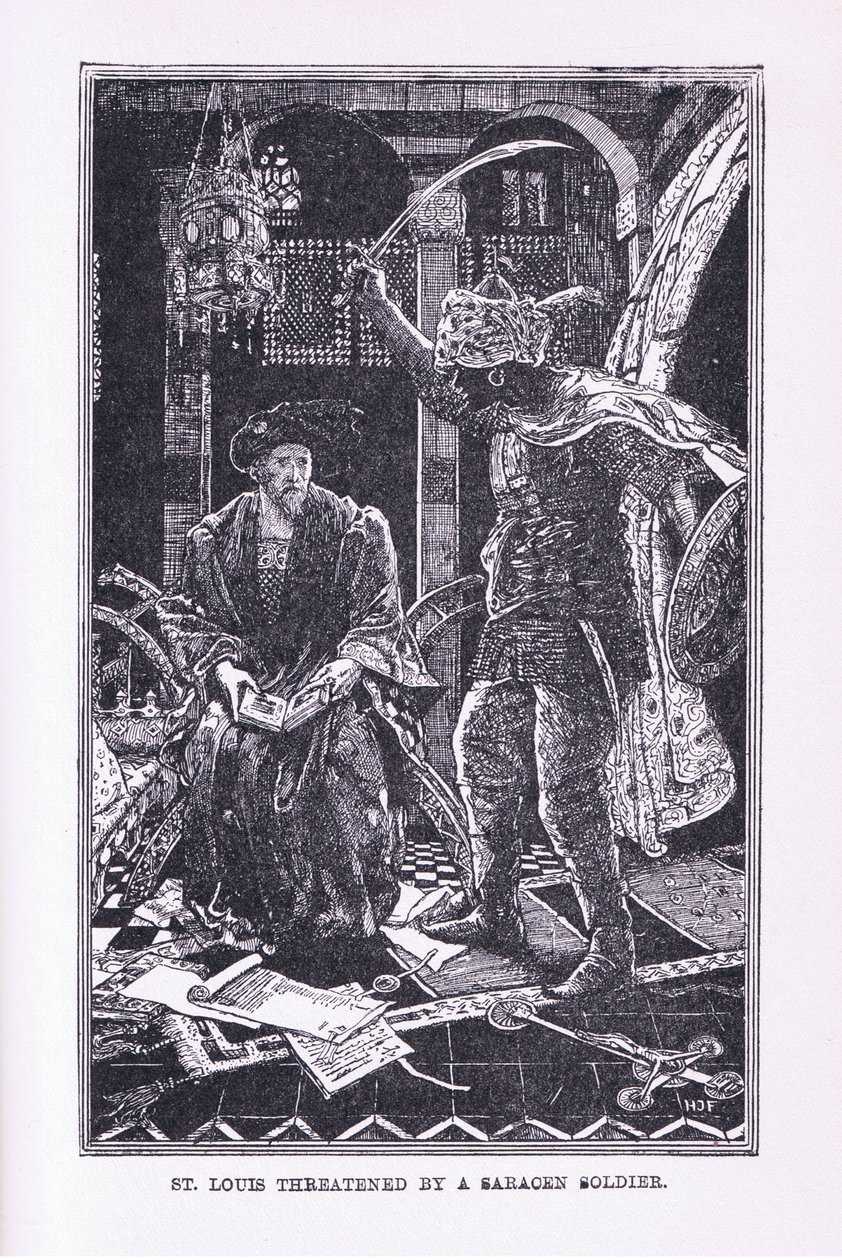 Sint Lodewijk bedreigd door de Saraceense soldaat, 1912 door Henry Justice Ford