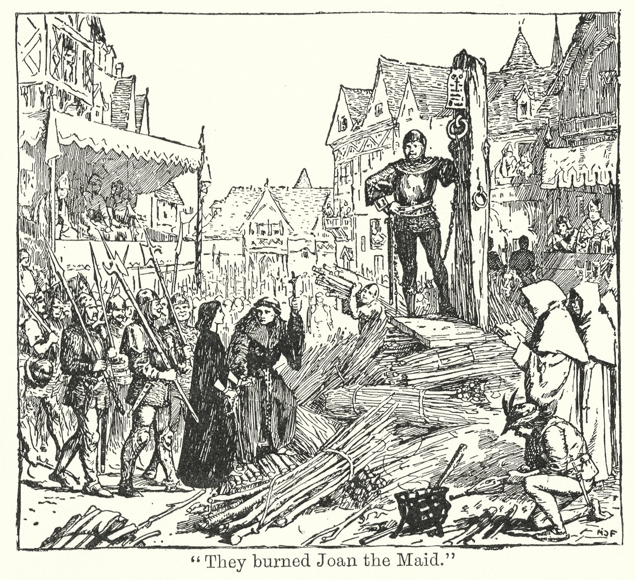 "Ze hebben Jeanne de vrijster verbrand" (litho) door Henry Justice Ford