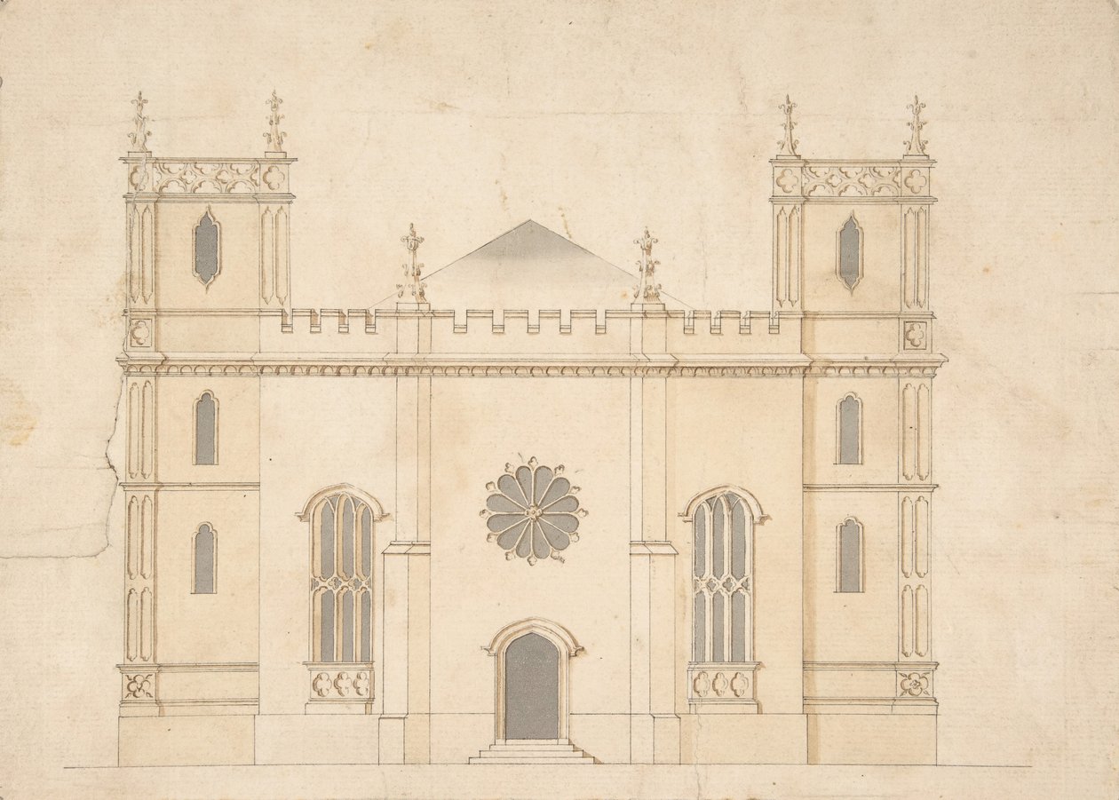 Gevel van een gotische revival kerk, 1745-76 door Henry Keene.
