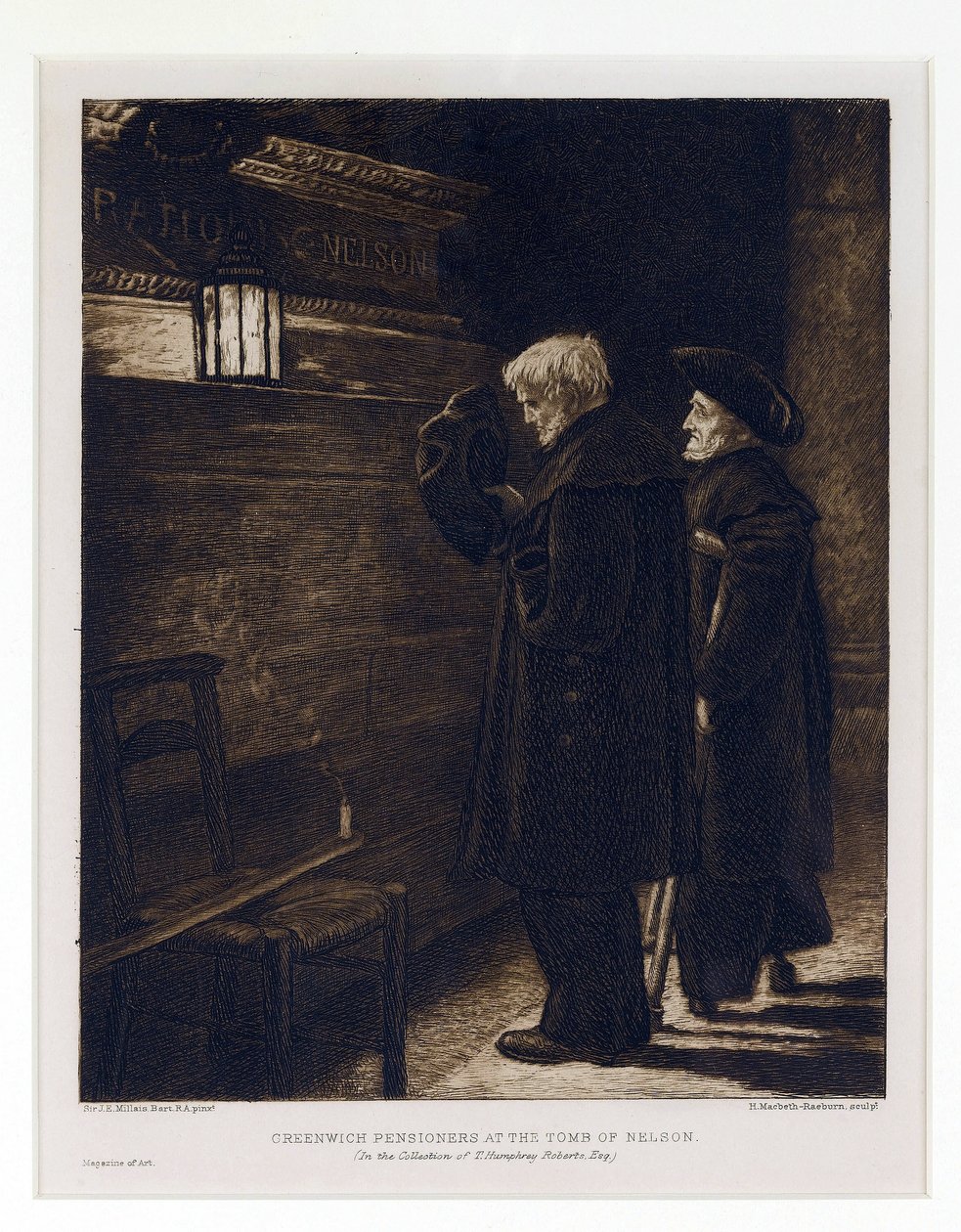Twee bewoners van Greenwich Hospital, verzameld van het graf van Horatio Nelson (1758-1805) in de crypte van de Sint-Pauluskerk (Londen, Engeland) door Henry Macbeth Raeburn