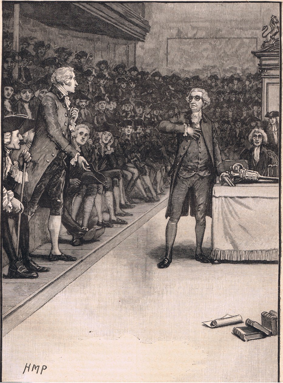 Scène in het Lagerhuis: breuk tussen Burke en Fox AD 1791 door Henry Marriott Paget