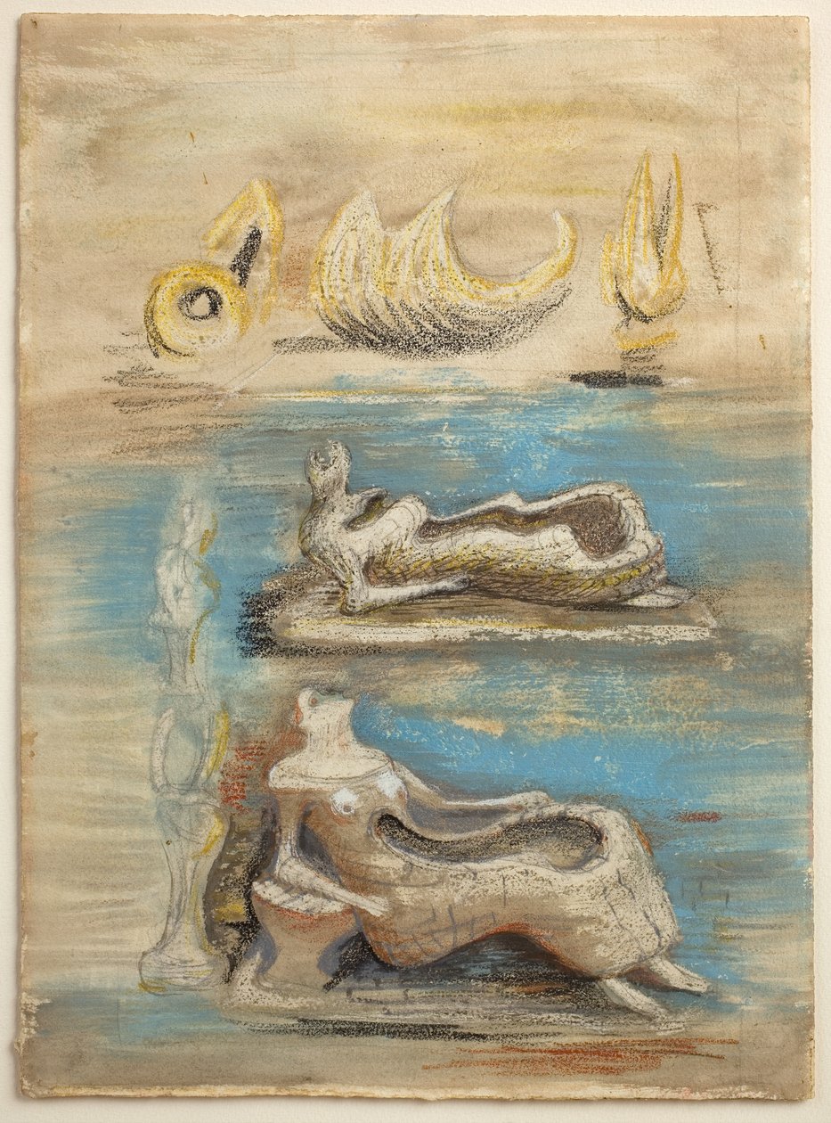 Een land: zijn lijnen volgen het leven terug in de steen door Henry Moore