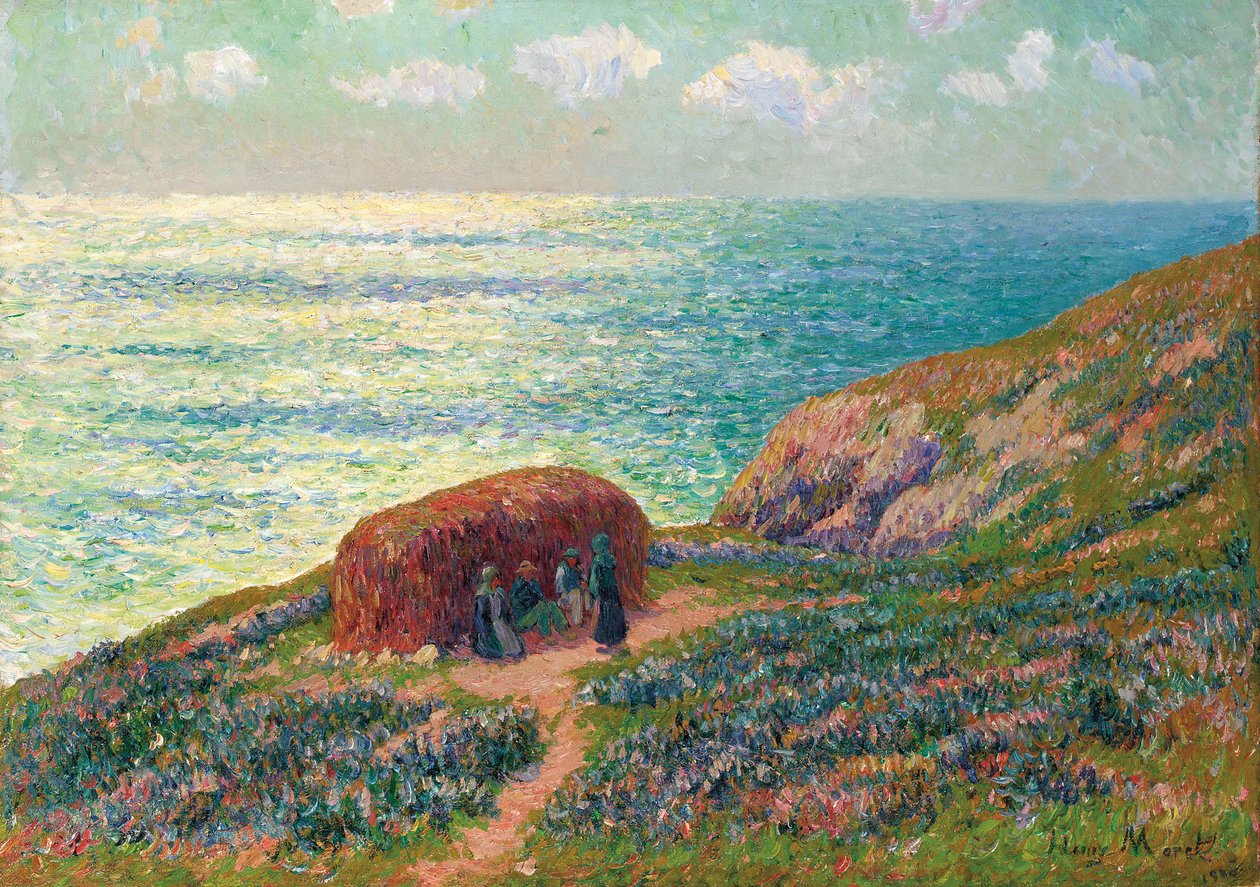 Zeewierplukkers in Moelan, Bretagne door Henry Moret