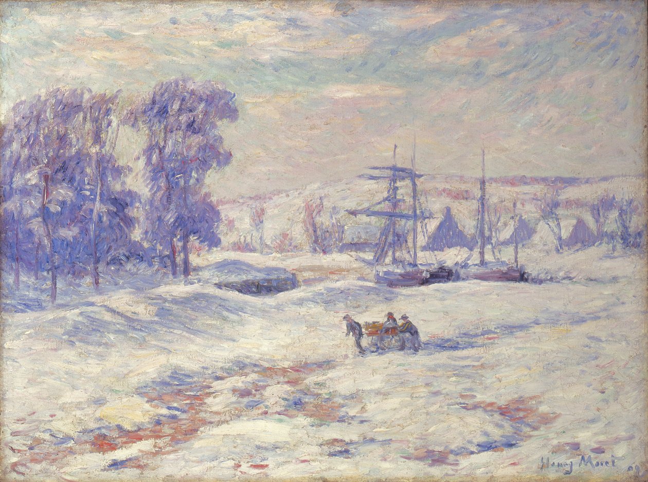 Sneeuw in Quimper, 1909 door Henry Moret