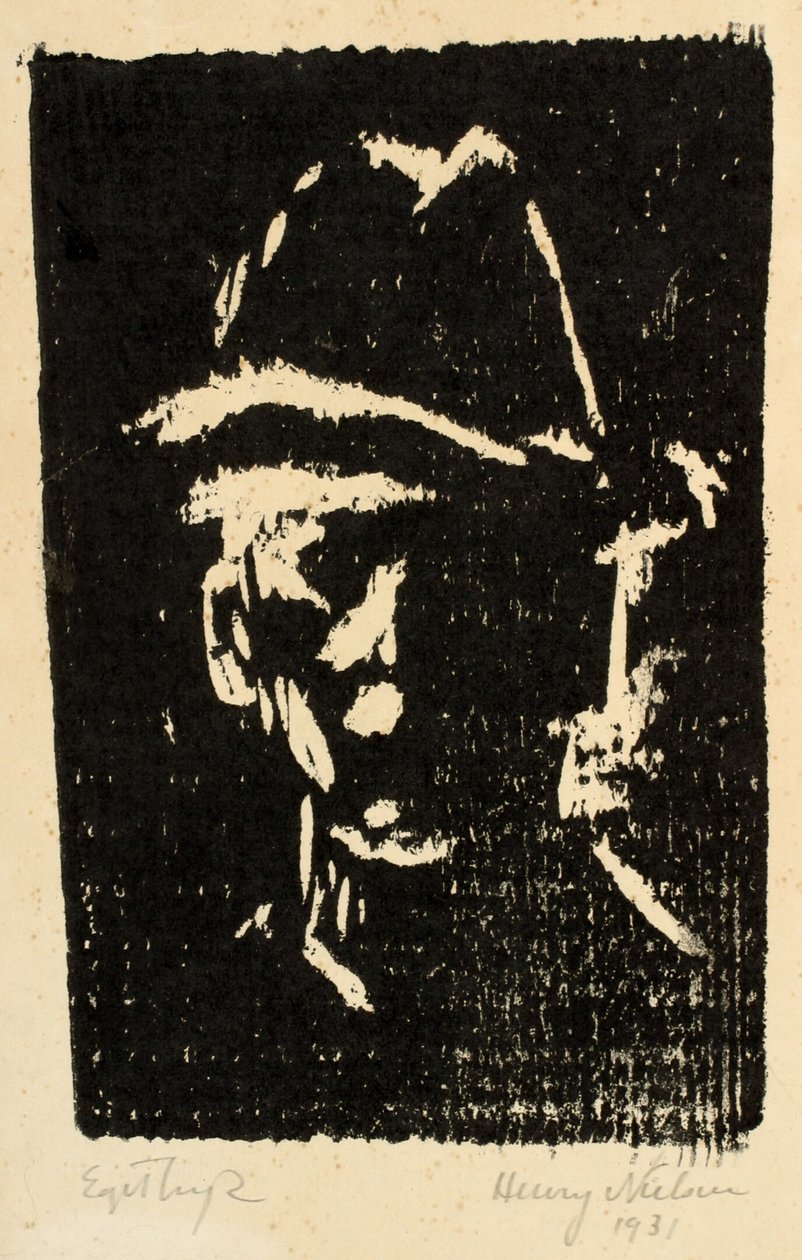 Mannenportret met hoed door Henry Nielsen