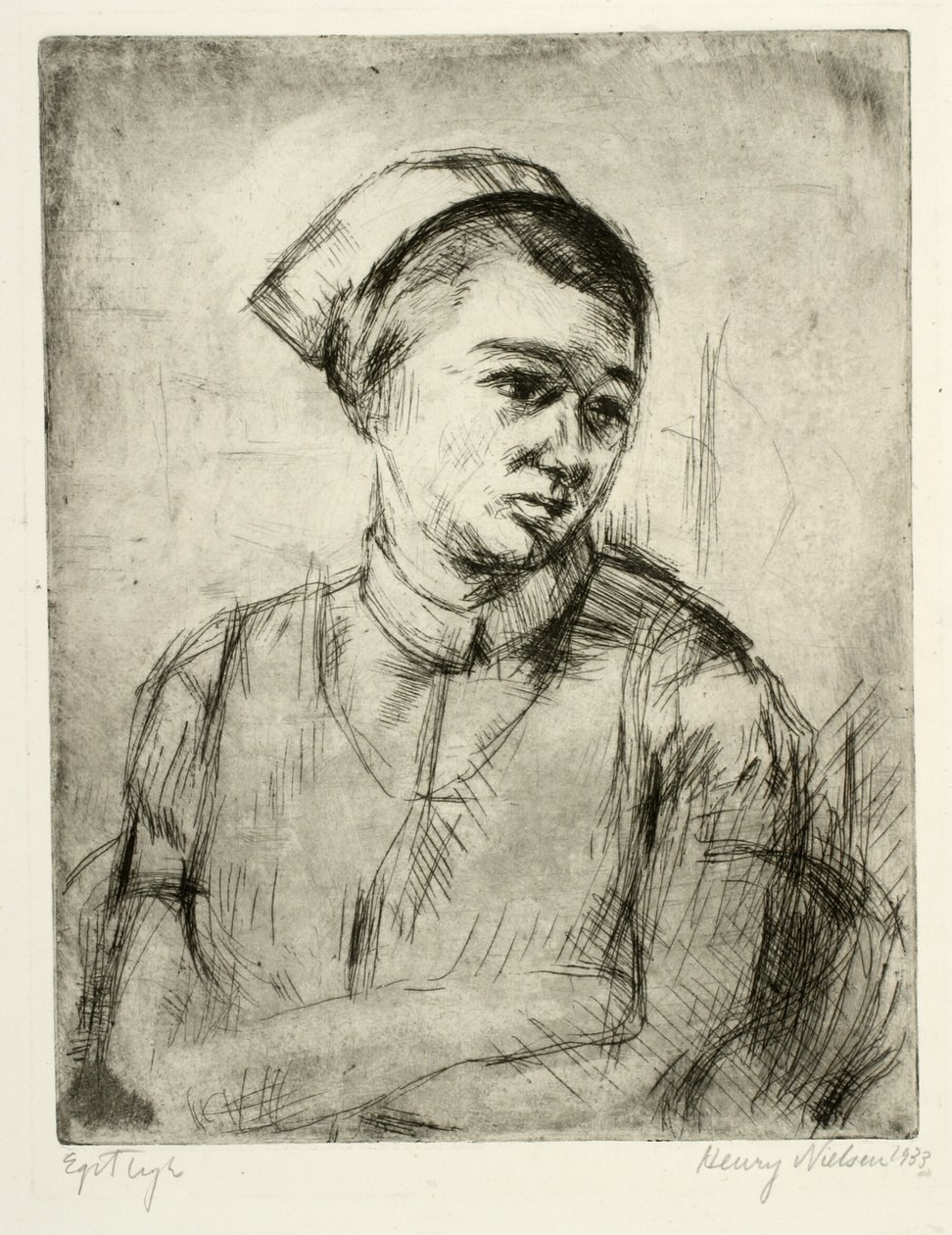 Portret van een verpleegster door Henry Nielsen