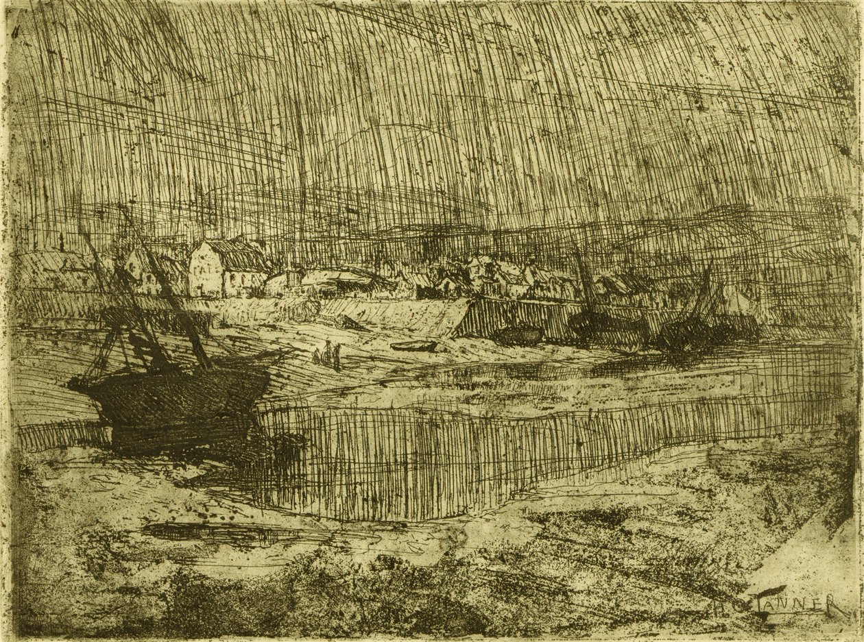 Omgeslagen vissersboten, Bretagne door Henry Ossawa Tanner