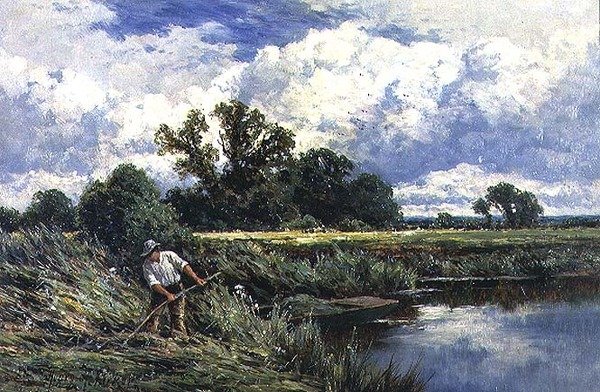 De rivier Lea, nabij Broxbourne in Hertfordshire door Henry Parker