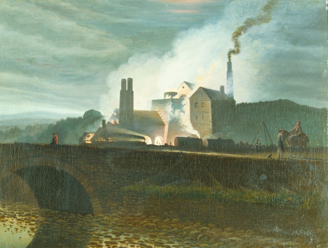 Landschap bij Maanlicht, mogelijk van de Nantyglo IJzerwerken, Monmouthshire door Henry Penry Williams