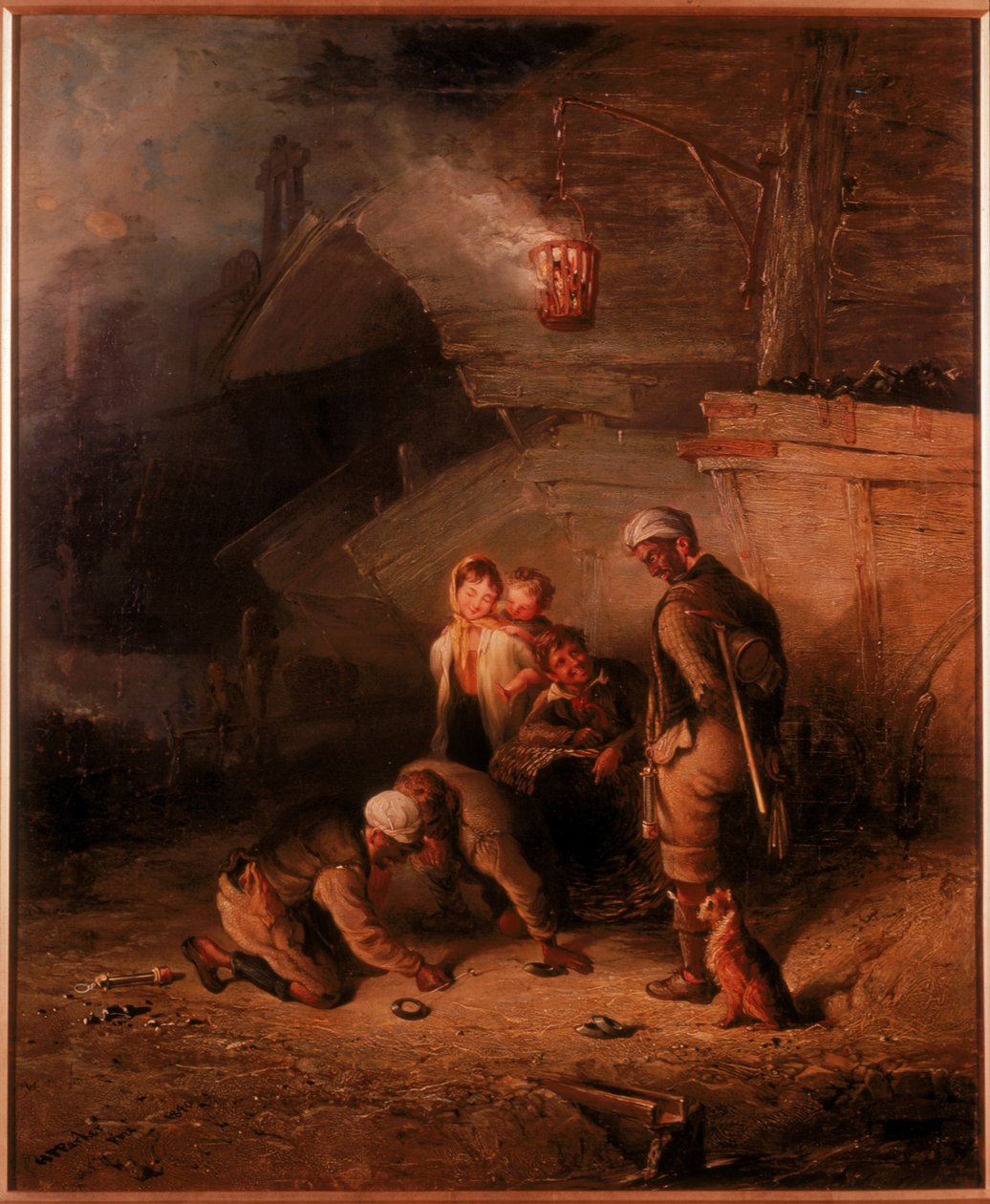 Mijnwerkers spelen quoits door Henry Perlee Parker