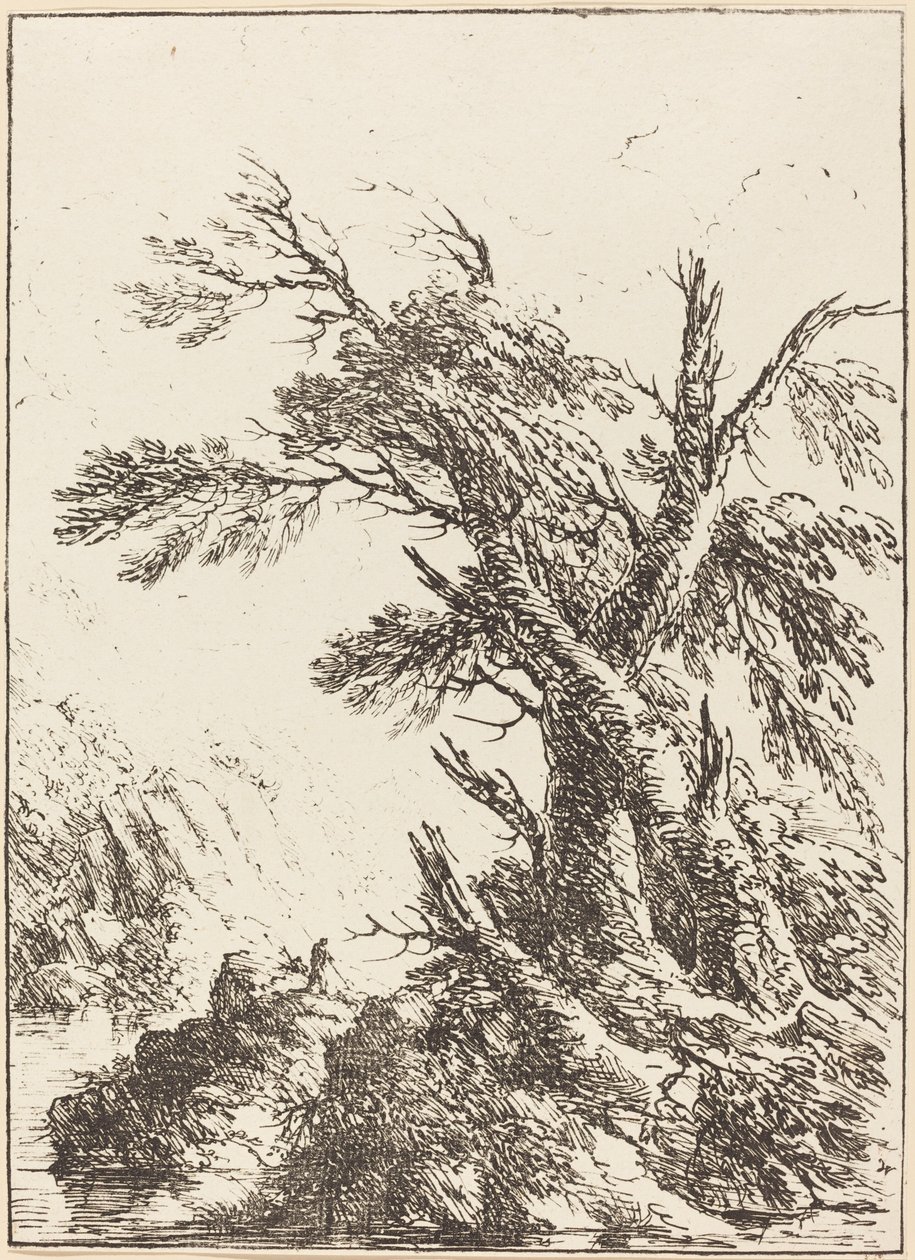 Landschap met Oude Bomen bij Water door Henry Richard Greville, 3rd earl of Warwick