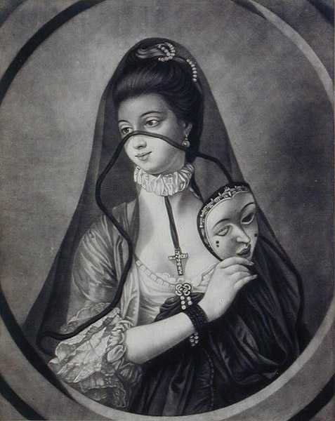 De onmaskerde non, gegraveerd door Carington Bowles door Henry Robert (after) Morland