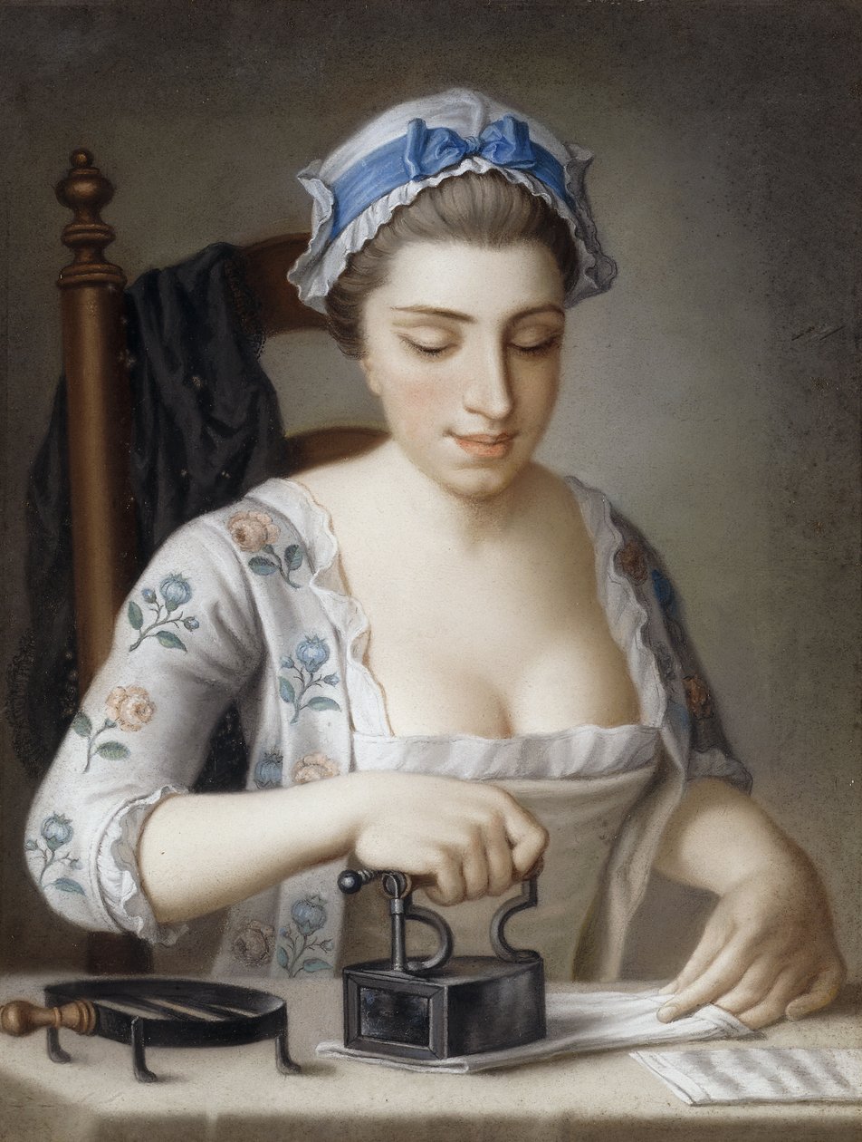 Een Dienstmeisje Strijkt door Henry Robert Morland
