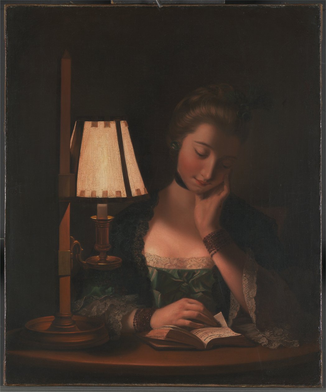 Lezende vrouw bij een Paper-Bell schaduw door Henry Robert Morland