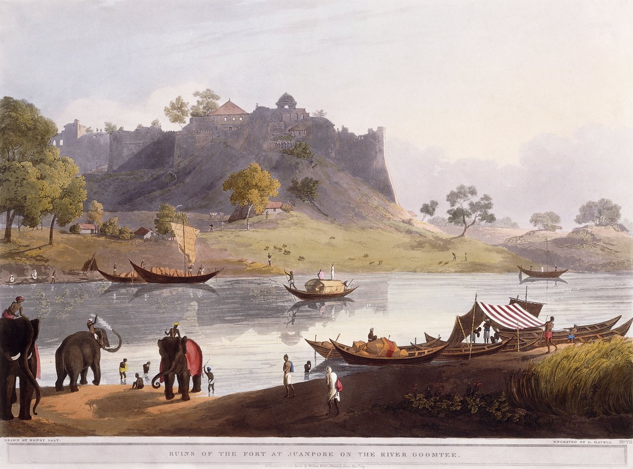 Ruïnes van de haven bij Juanpore aan de rivier de Goomtee, 1824 door Henry Salt