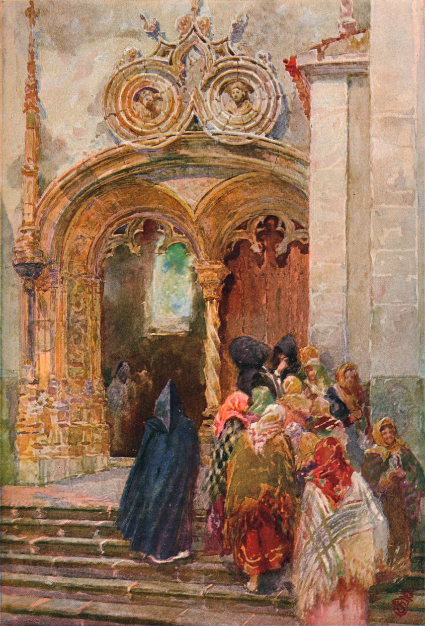 Zuiddeur van de Matriz Kerk, Ponta Delgada, ca. 1899 door Henry Sandham