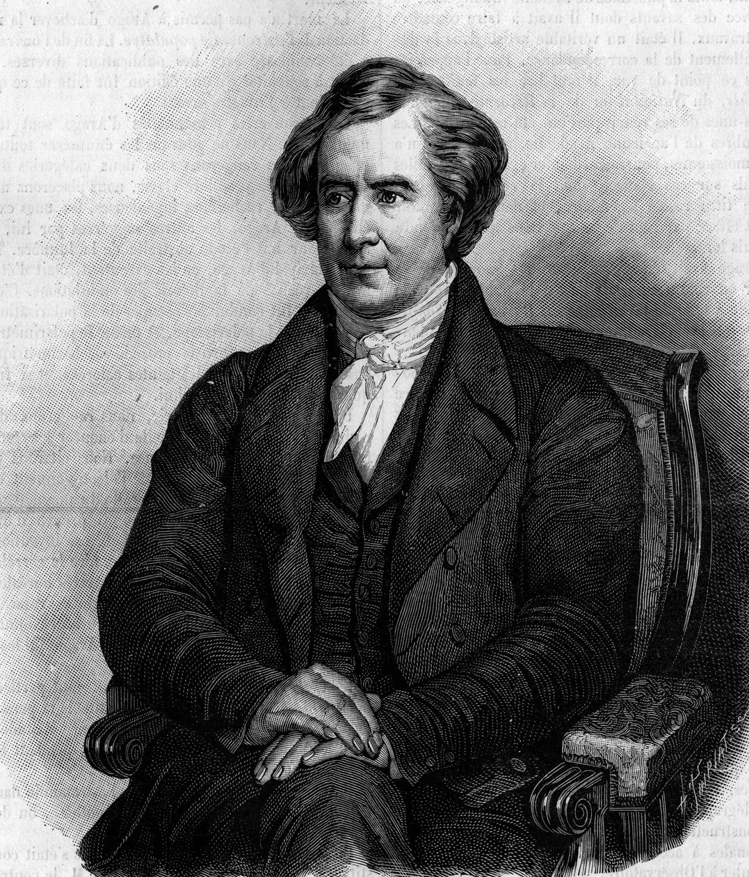 Portret van François Arago (1786-1853), Franse astronoom, natuurkundige en politicus. (Van het schilderij van Henri Scheffer). Gravure in 