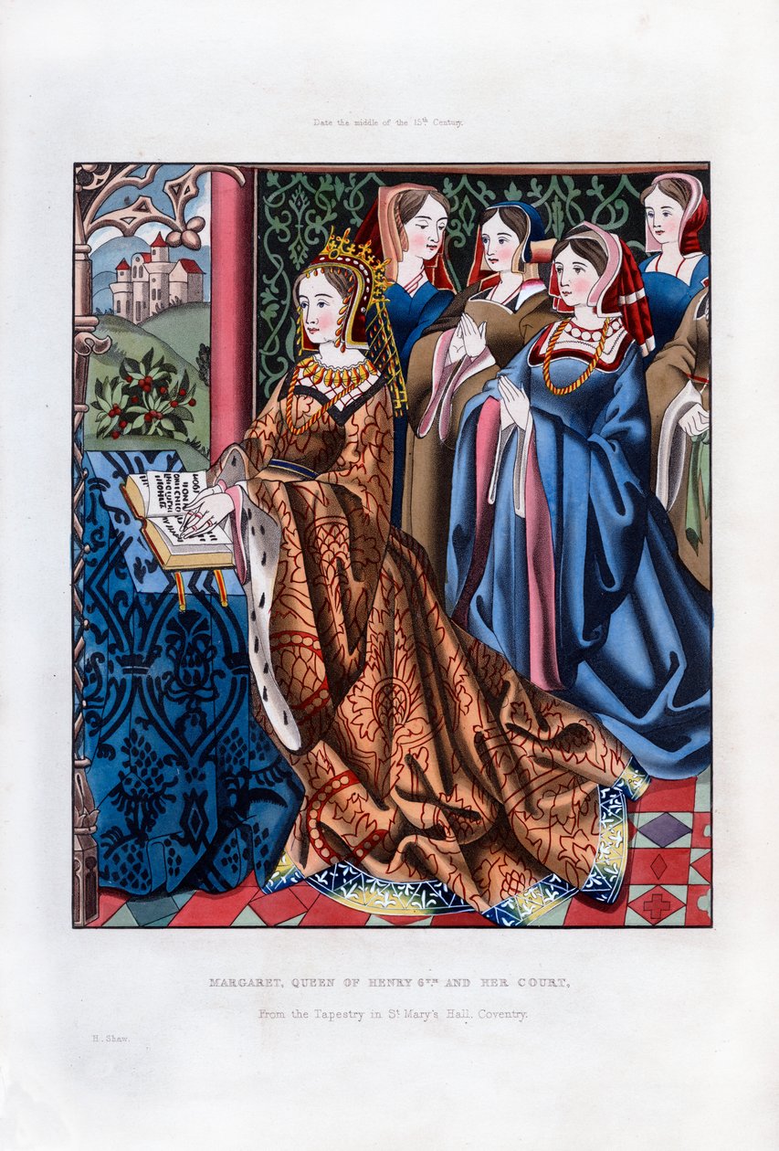 Margaret, koningin van Hendrik VI, en haar hof, midden 15e eeuw, 1843 door Henry Shaw