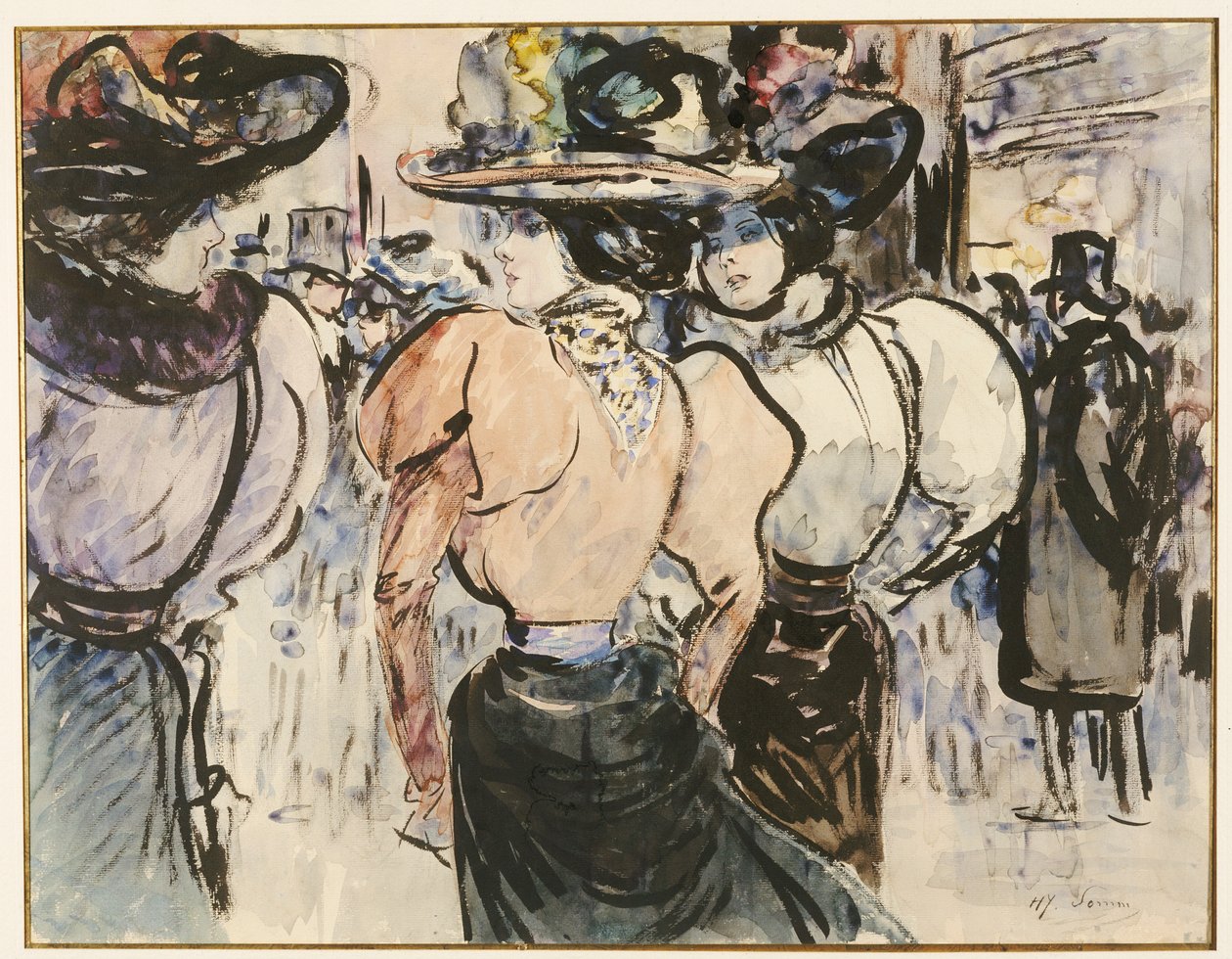 Elegante Dames op Straat door Henry Somm