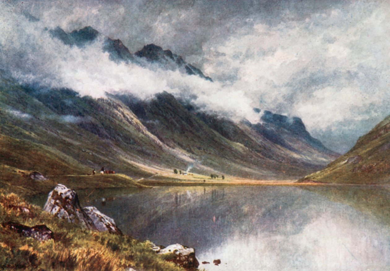 Loch Triochatan, ingang tot Glencoe, Argyllshire (kleurenlitho) door Henry Sutton Palmer