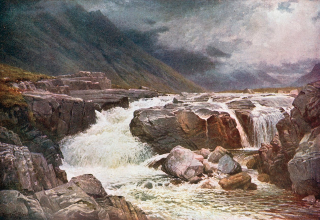Rivier Coe, Glencoe, Argyllshire (kleurenlitho) door Henry Sutton Palmer