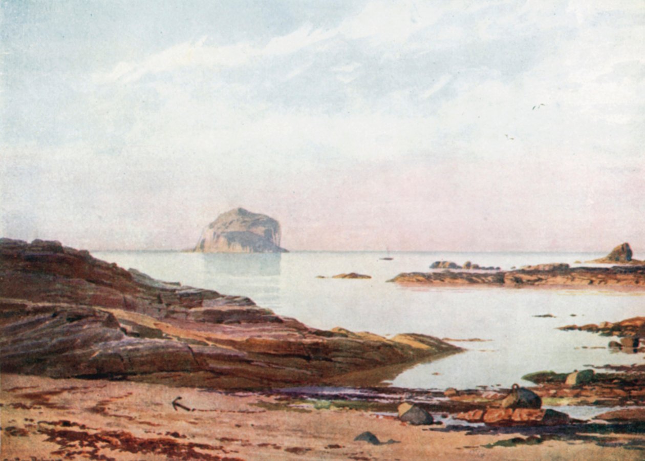 De Bass Rock - Een rustige avond (kleurenlitho) door Henry Sutton Palmer