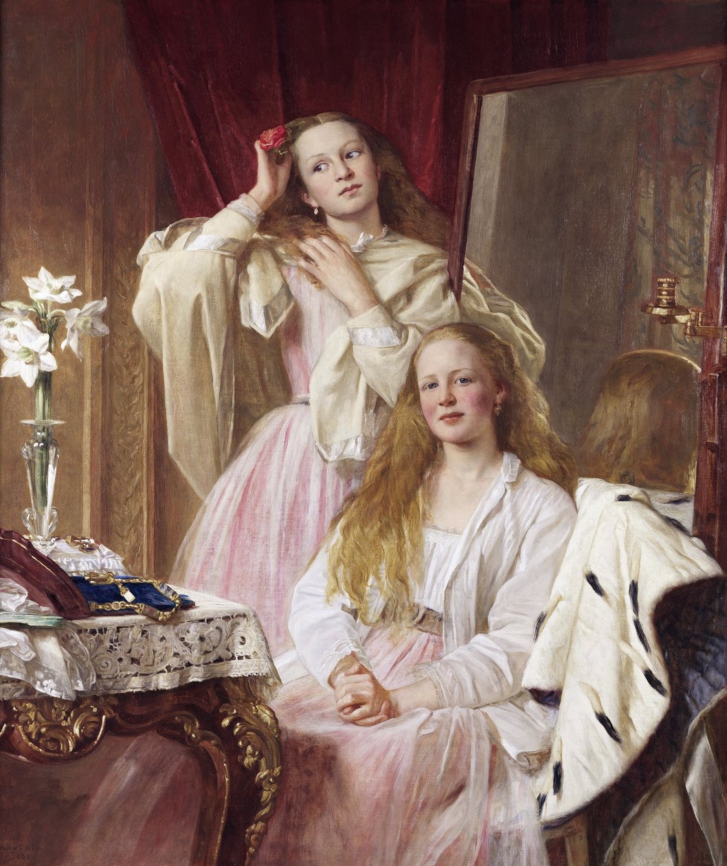 Emma en Federica Bankes van Soughton Hall, door Henry Tanworth Wells door Henry Tanworth Wells