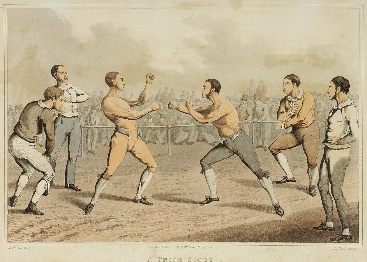 Een prijsgevecht (gegraveerd door J. Clark, gepubliceerd in 1820) door Henry Thomas (after) Alken