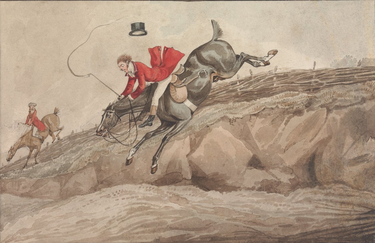 “De zaak doen: en de zaak gedaan:” de sprong naar beneden maken door Henry Thomas Alken