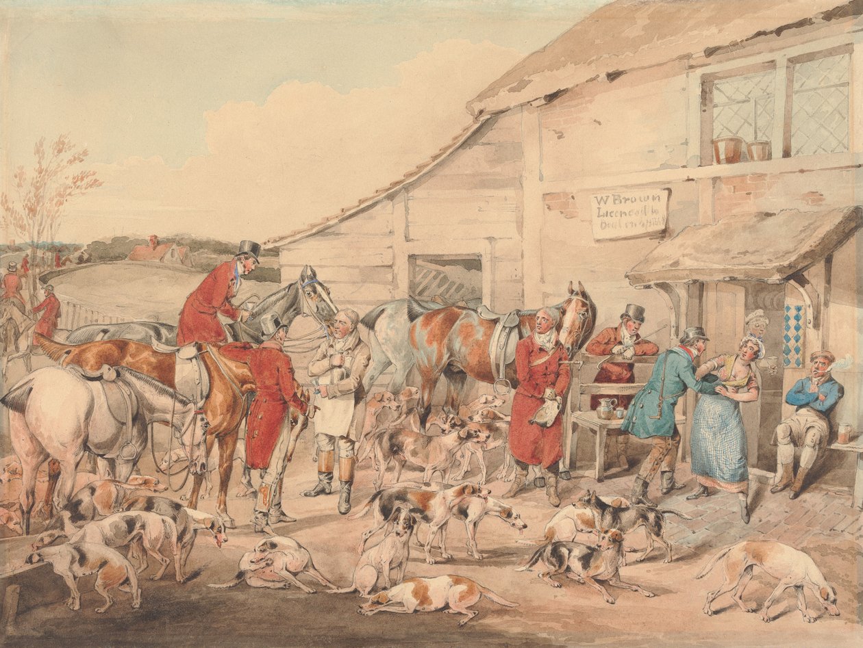 Vossenjacht: de verfrissing door Henry Thomas Alken