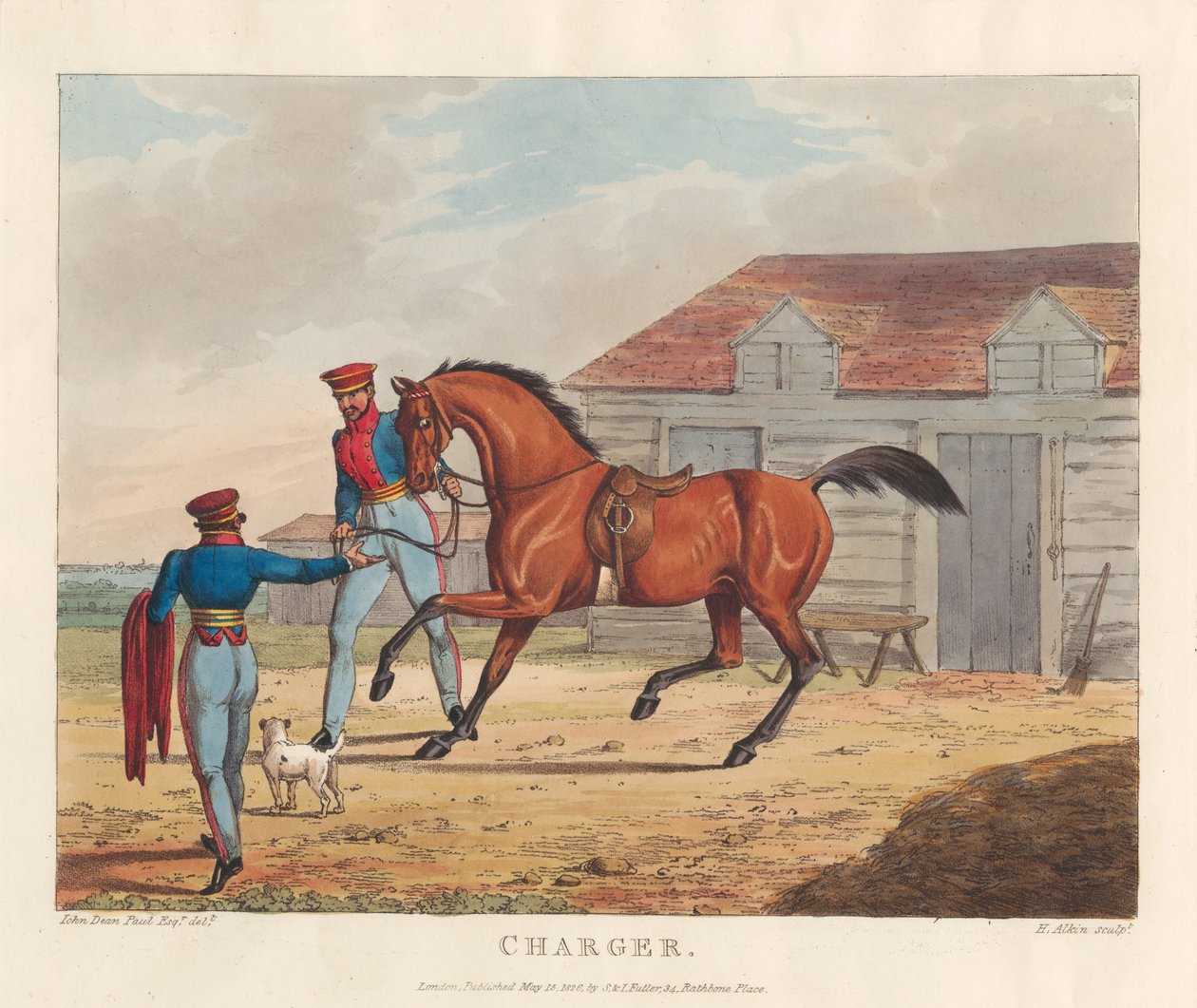 Paarden [set van zes]:   5. Strijdpaard door Henry Thomas Alken