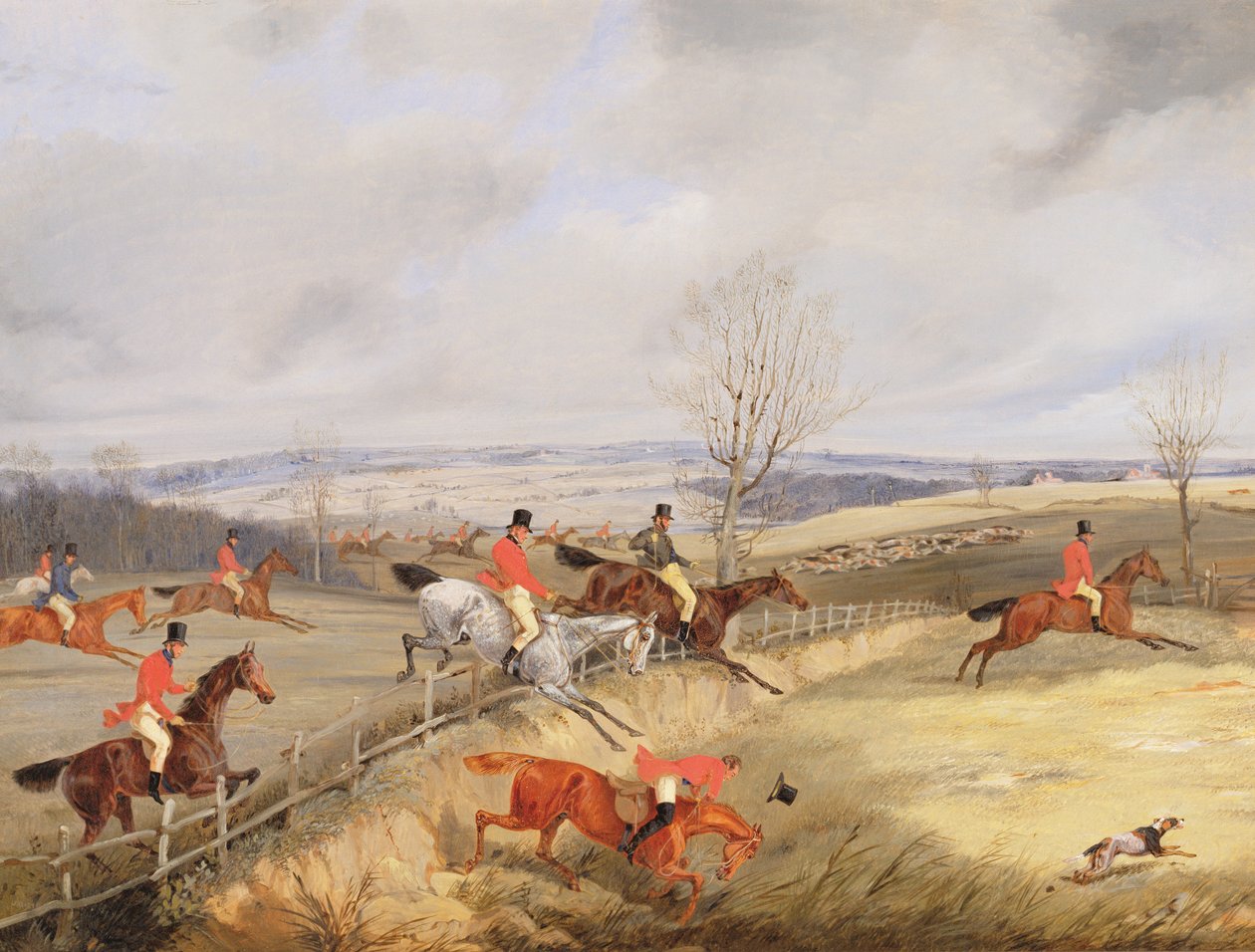 Jachtscène, het dekken door Henry Thomas Alken