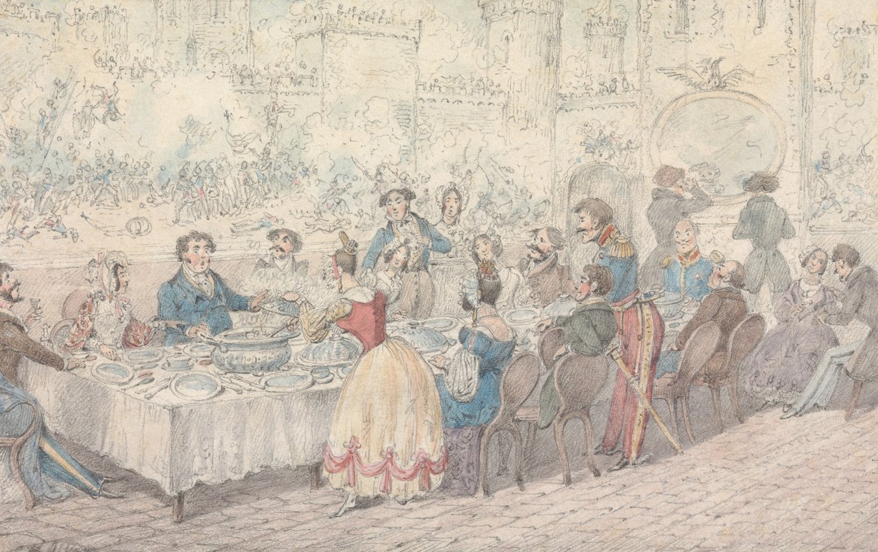 Illustratie bij R.S. Surtees’, „Jorrocks’s Jaunts and Jollities”:  „Water, ik zweer het,  met wormen erin” door Henry Thomas Alken