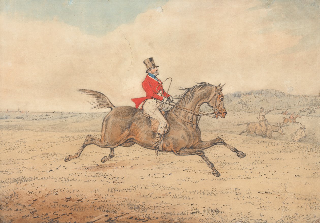 ‘Met moeite te paard rijden’ door Henry Thomas Alken