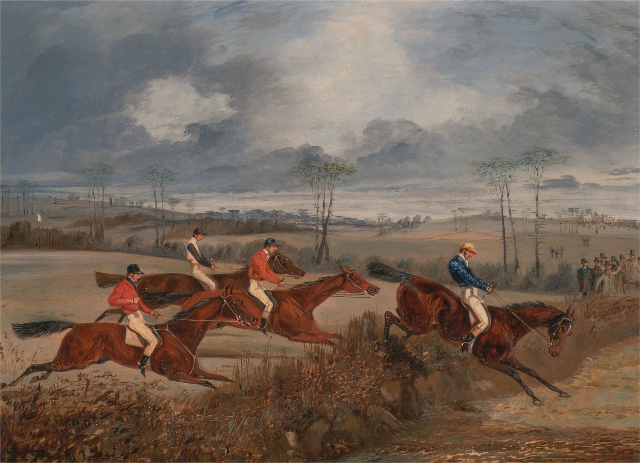 Scènes van een steeplechase: Een haag nemen door Henry Thomas Alken