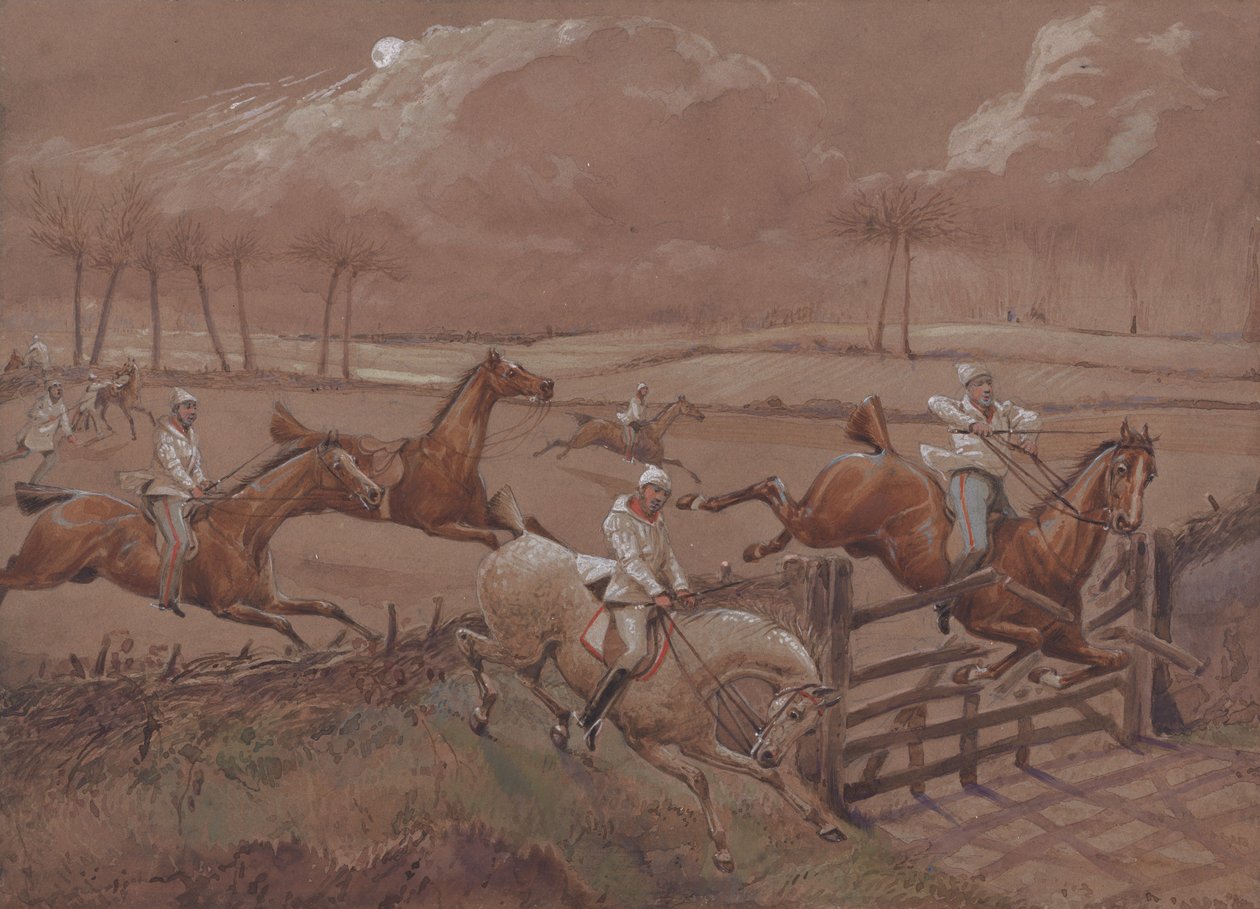 De nachtruiters van Nacton: Het laatste veld bij Nacton Heath door Henry Thomas Alken