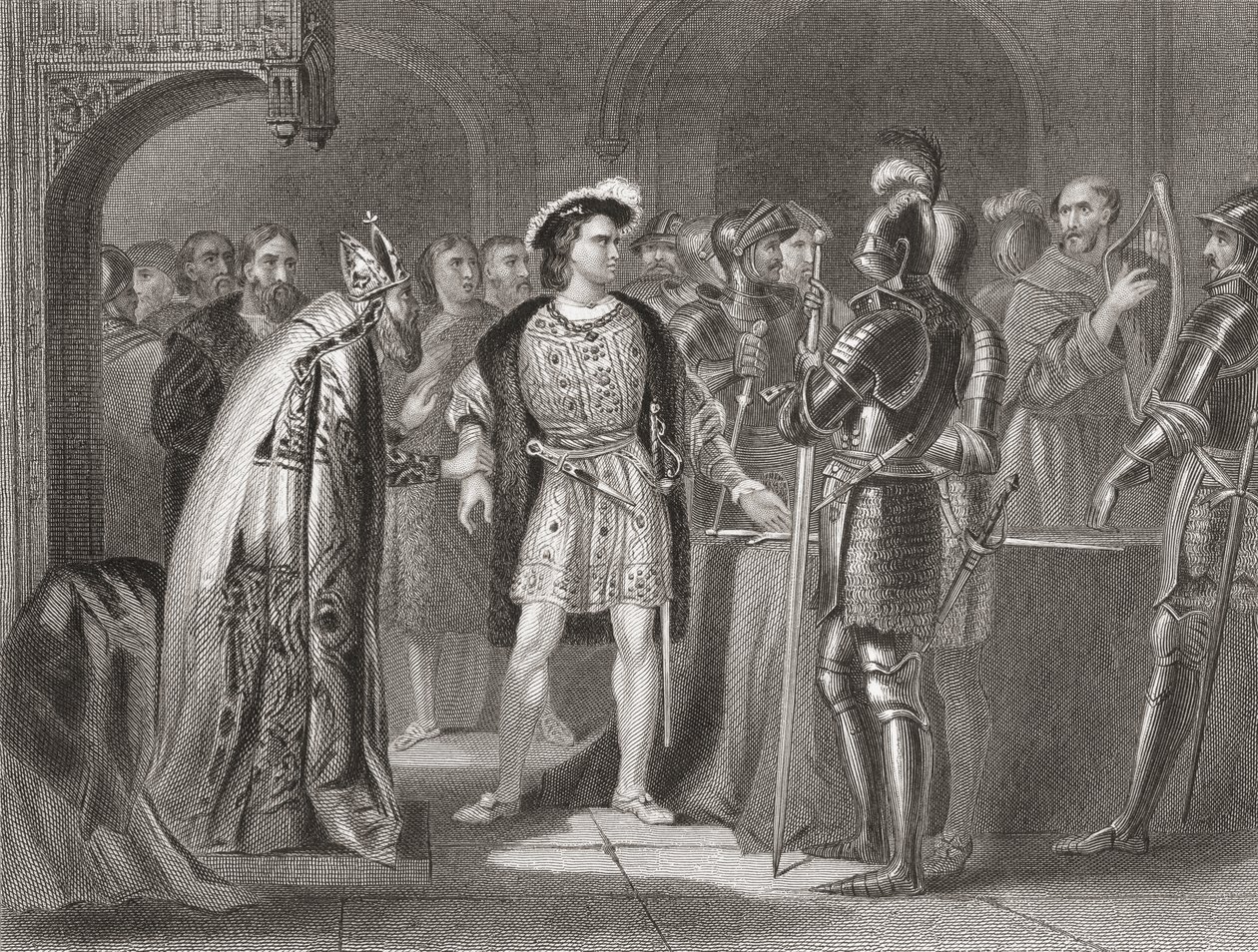 Lord Thomas Fitzgerald doet afstand van zijn trouw aan Hendrik VIII in 1534, uit 