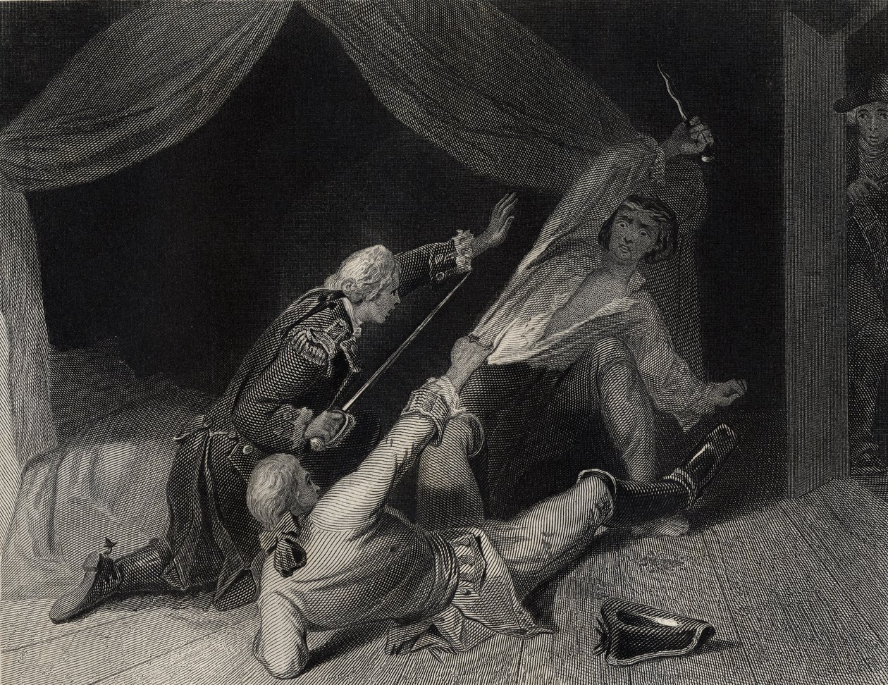 De Gevangenneming van Lord Edward Fitzgerald voor Hoogverraad, gegraveerd door J. Rogers door Henry Warren
