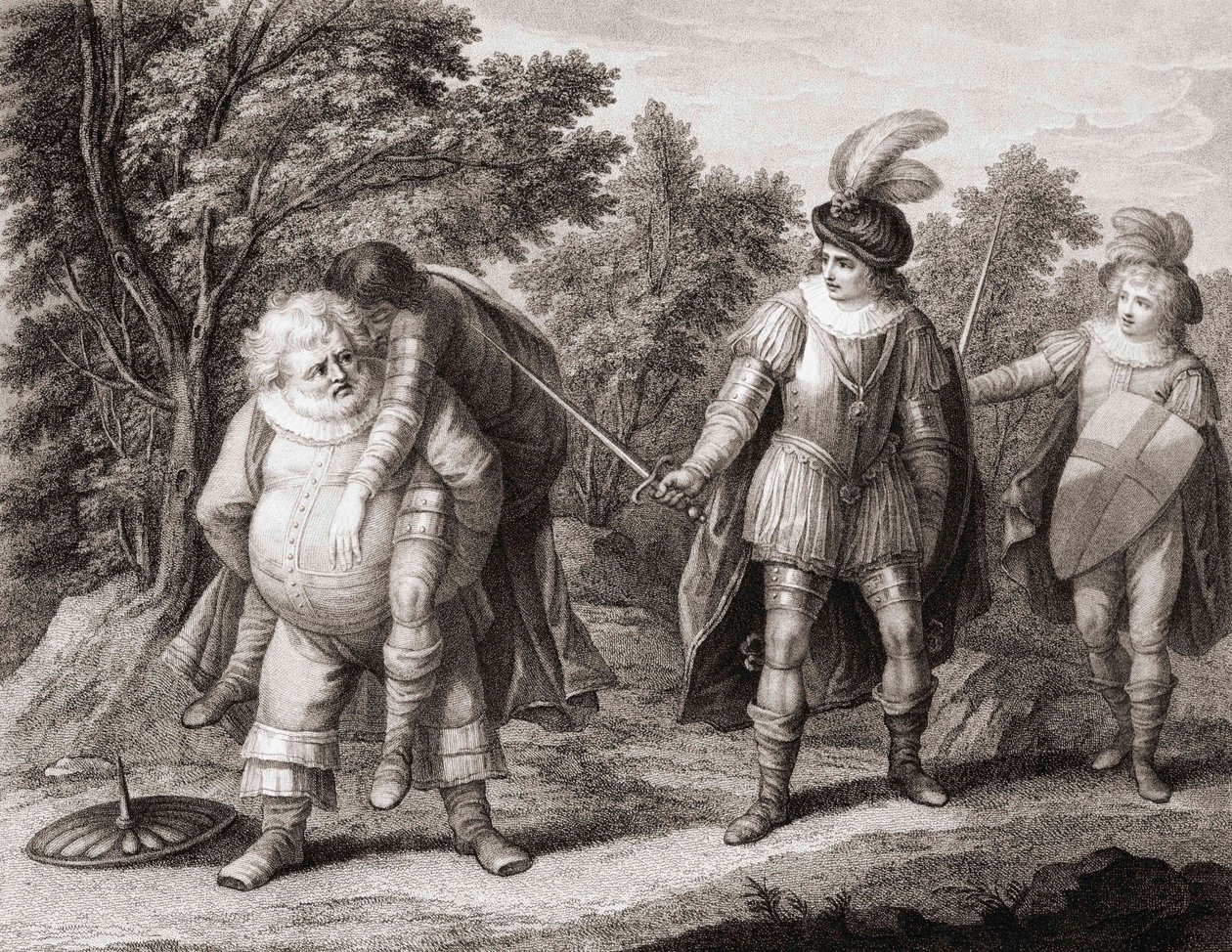 Falstaff met het lichaam van Hotspur op zijn rug door Henry William (after) Bunbury